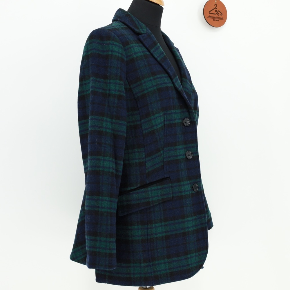 TALBOTS Plaid Blazer Jacket Wool Blend Button Front Size 12 NWOT Preppy Office - Picture 2 of 10